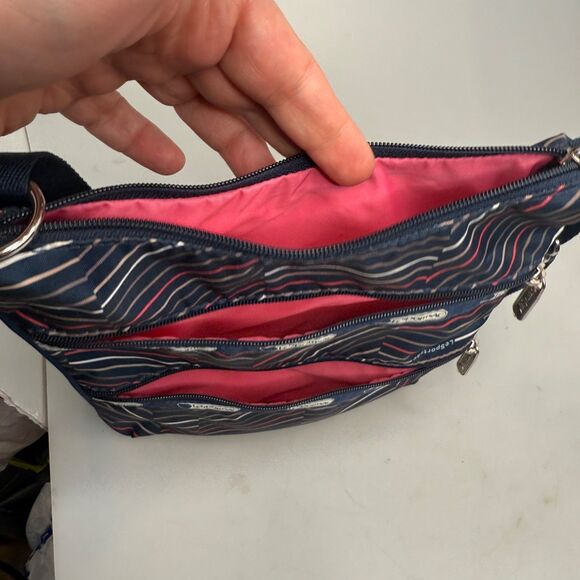 Le SportSac Women's Angle Lines Patter Multicolor Crossbody Shoulder Bag - Picture 15 of 16